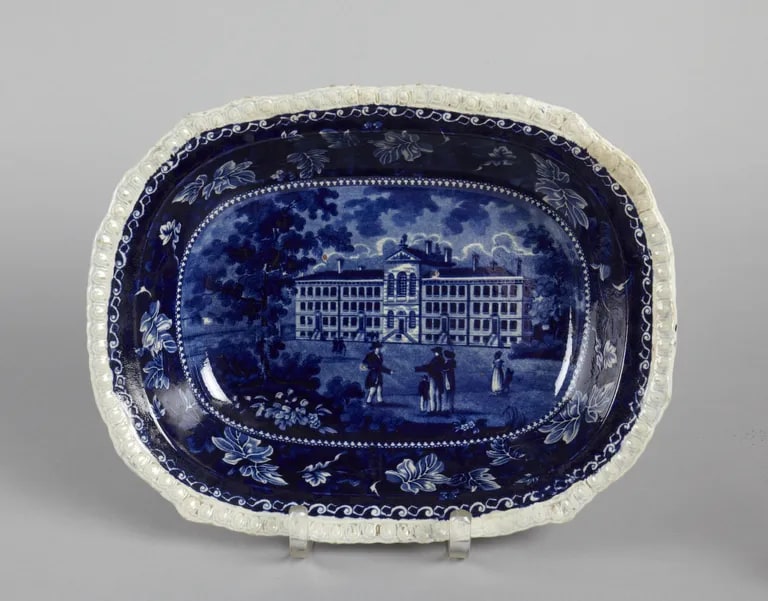Vegetable Dish with Scene of the Almshouse, Boston