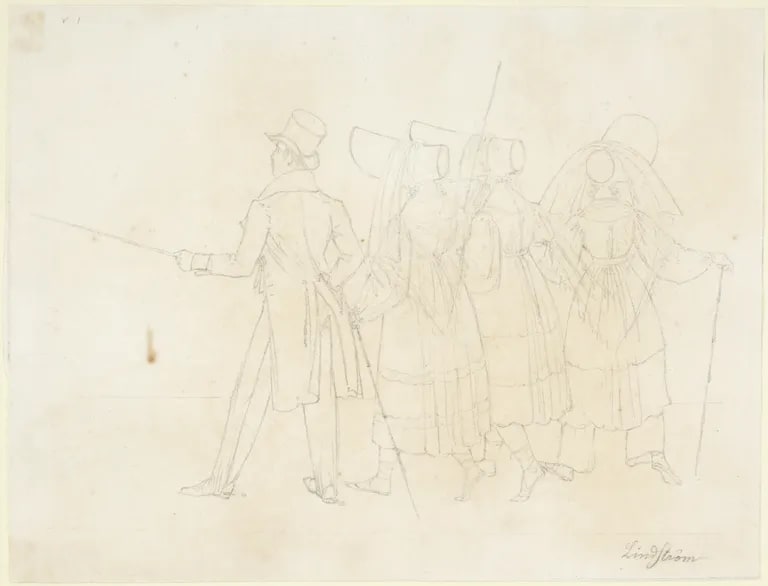 Gentleman with three ladies