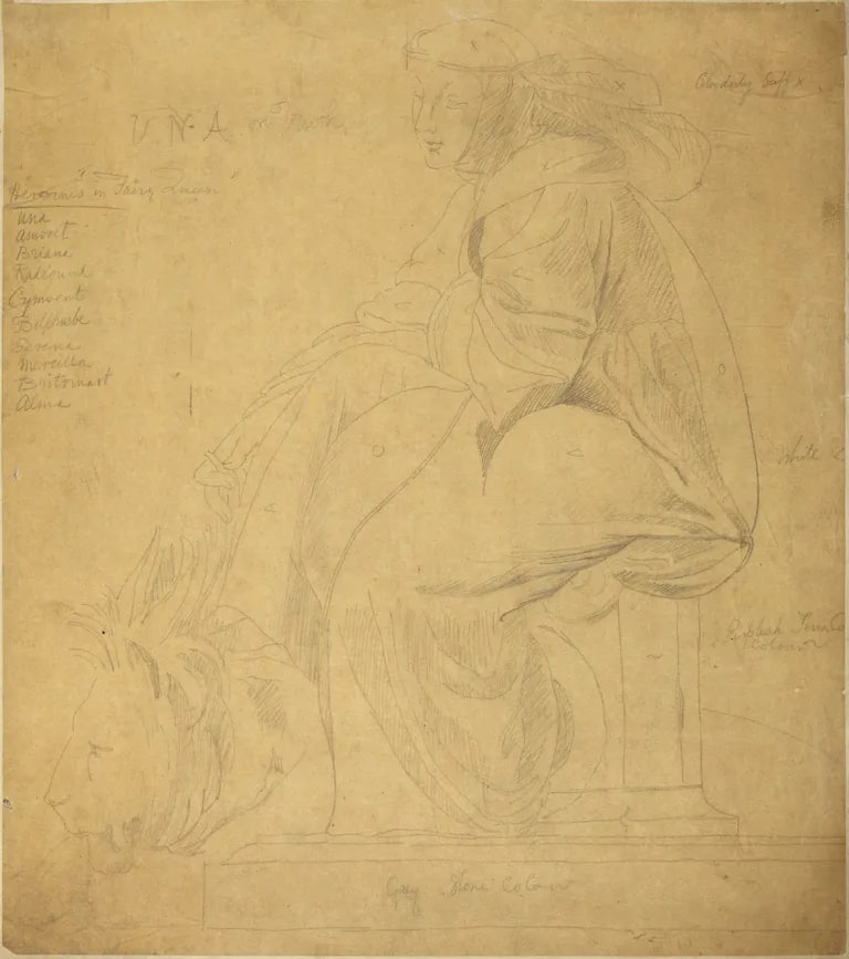 Una and the Lion, one of a series of heroines from The Faerie Queen