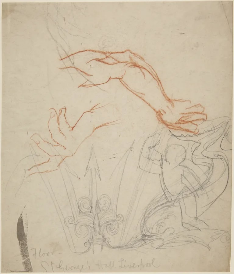 Sketches for tile decoration, St George’s Hall, Liverpool