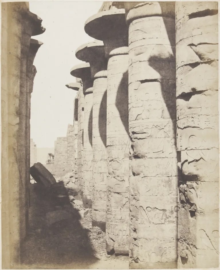 Main Temple - Hypostyle Hall - Central Colonnade Viewed from Point J. Karnak (Thébes)