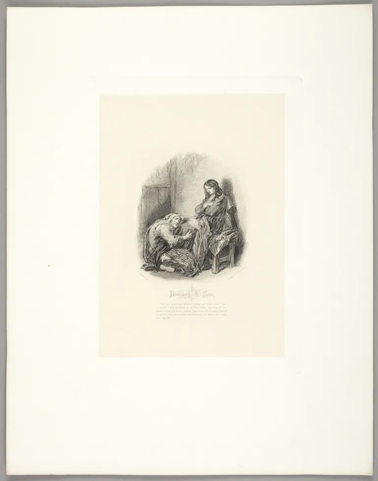 Illustration for Dickens' "Dombey and Son": "It's my handsome daughter living and come back! "