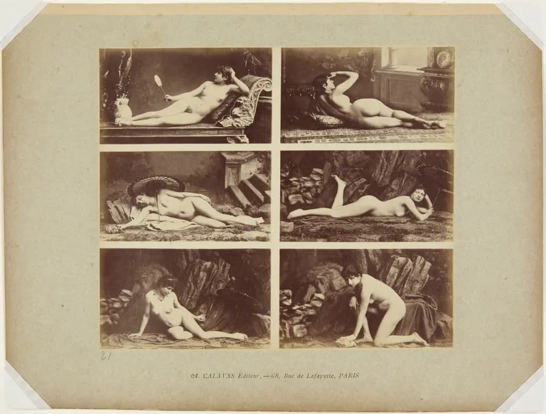 Six nude reclining female figure studies
