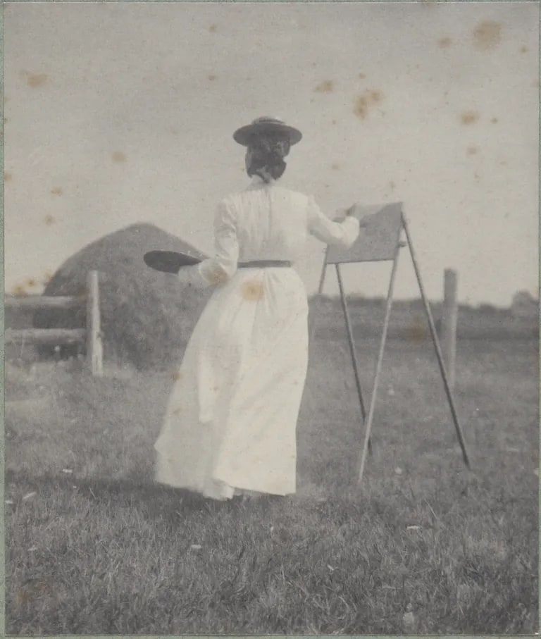 Heloise (?) painting at easel
