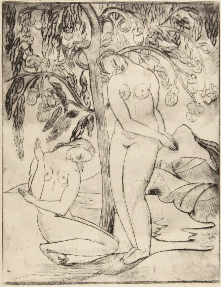 Two Female Nudes under a Tree