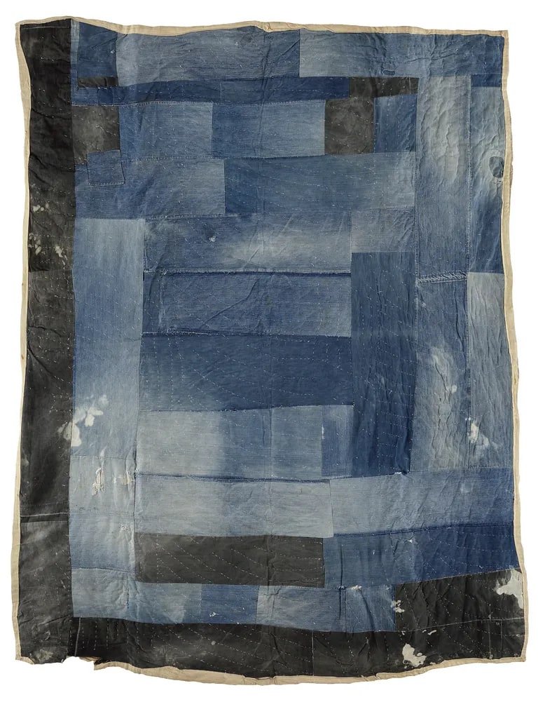 Bars and blocks work-clothes quilt