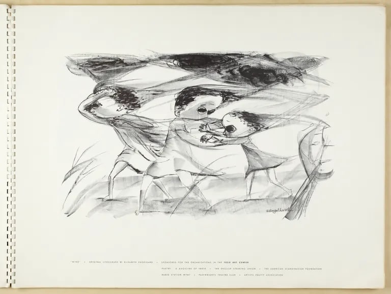 Wind from "Improvisations 1954": a book of 35 original lithographs, published by Artists Equity Association, Chicago Chapter