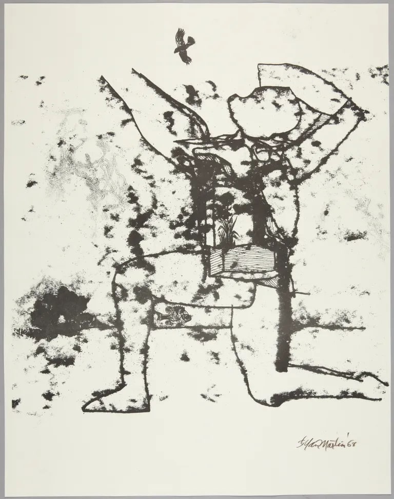 Figure from Portfolio of Reproductions, by artists in residence in N.J., issued by N.J. Volunteers for McCarthy,1968