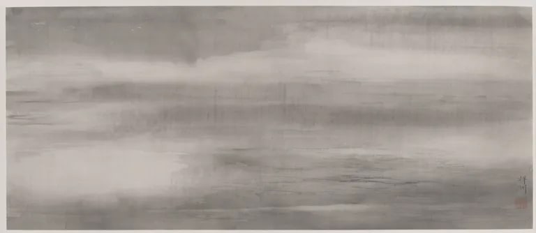 Level shoals at ebbtide with hazy clouds (沙平水落云影薄)