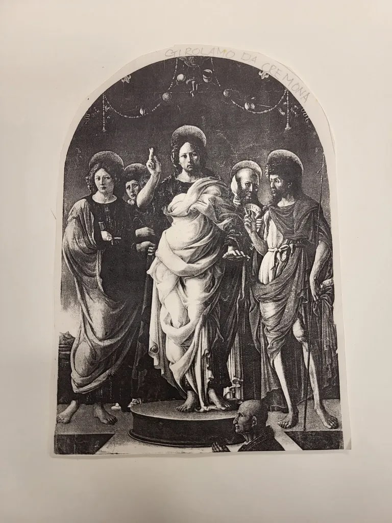 Photocopy of Girolamo da Cremona's painting “The Redeemer Among Saints", 15th century