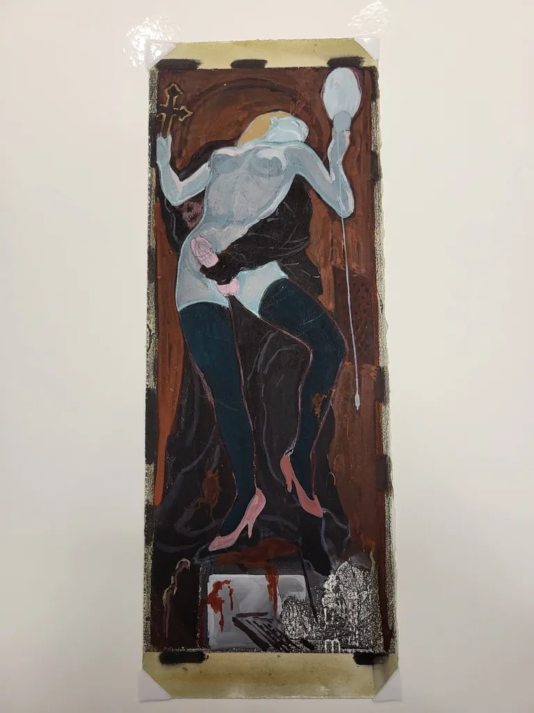 Confessional Study/Woman with Mouse and Cross