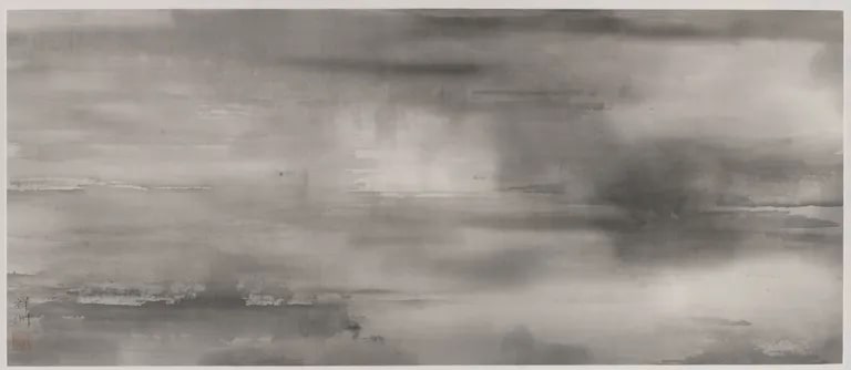 River mists drift on the river under the evening sky (云气浮江天已夕)