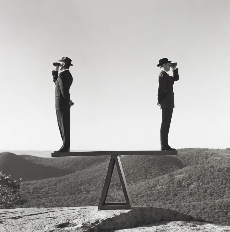 Two men on see-saw no. 2, Bear Mountain, New York