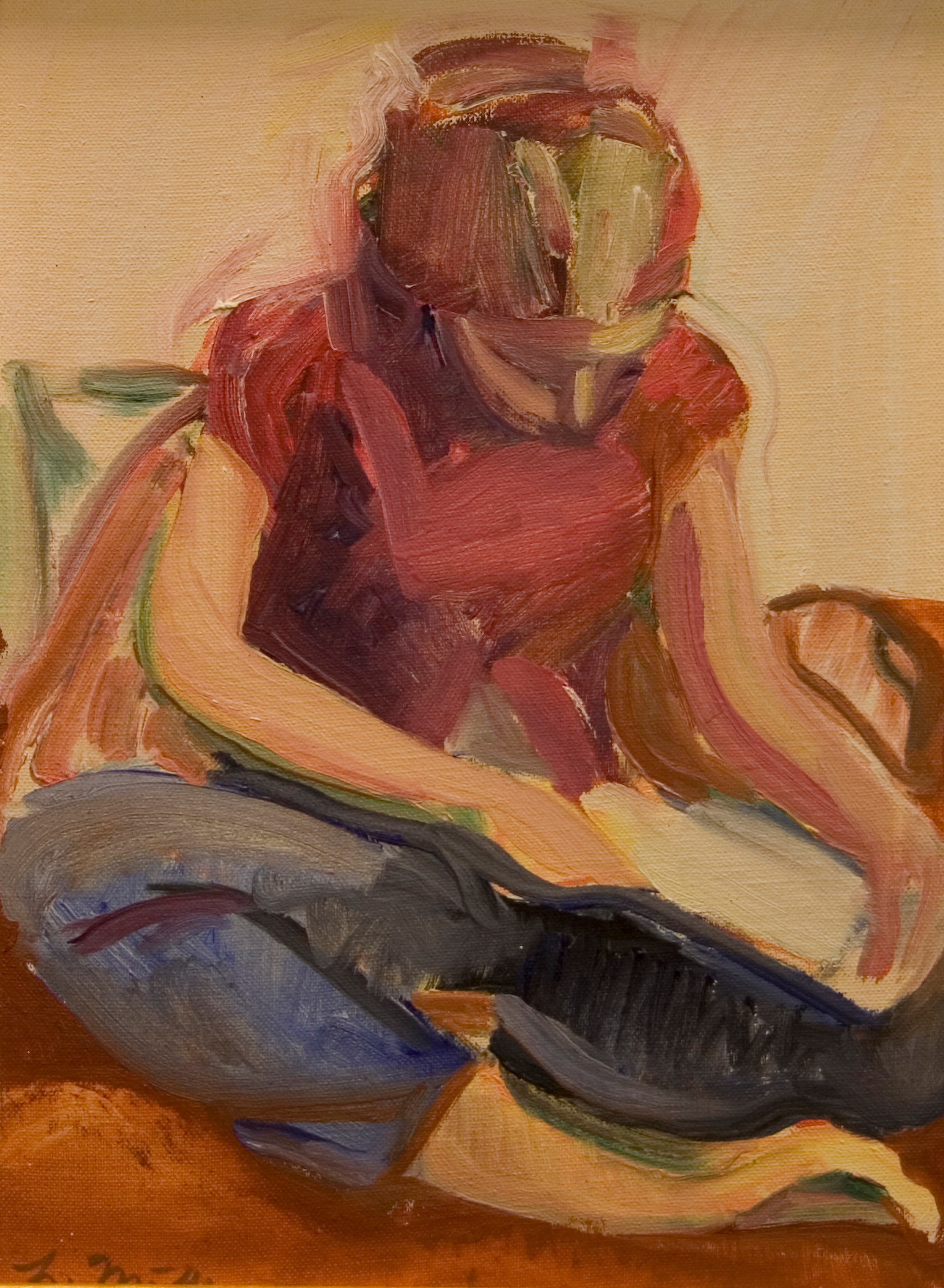 Girl, Legs Crossed, Head Down