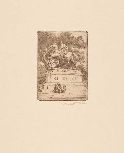 Man And Child On Steps Of Monument