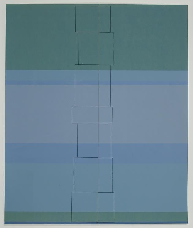 Split Box Stack, Tight to Top (Blues and Greens)