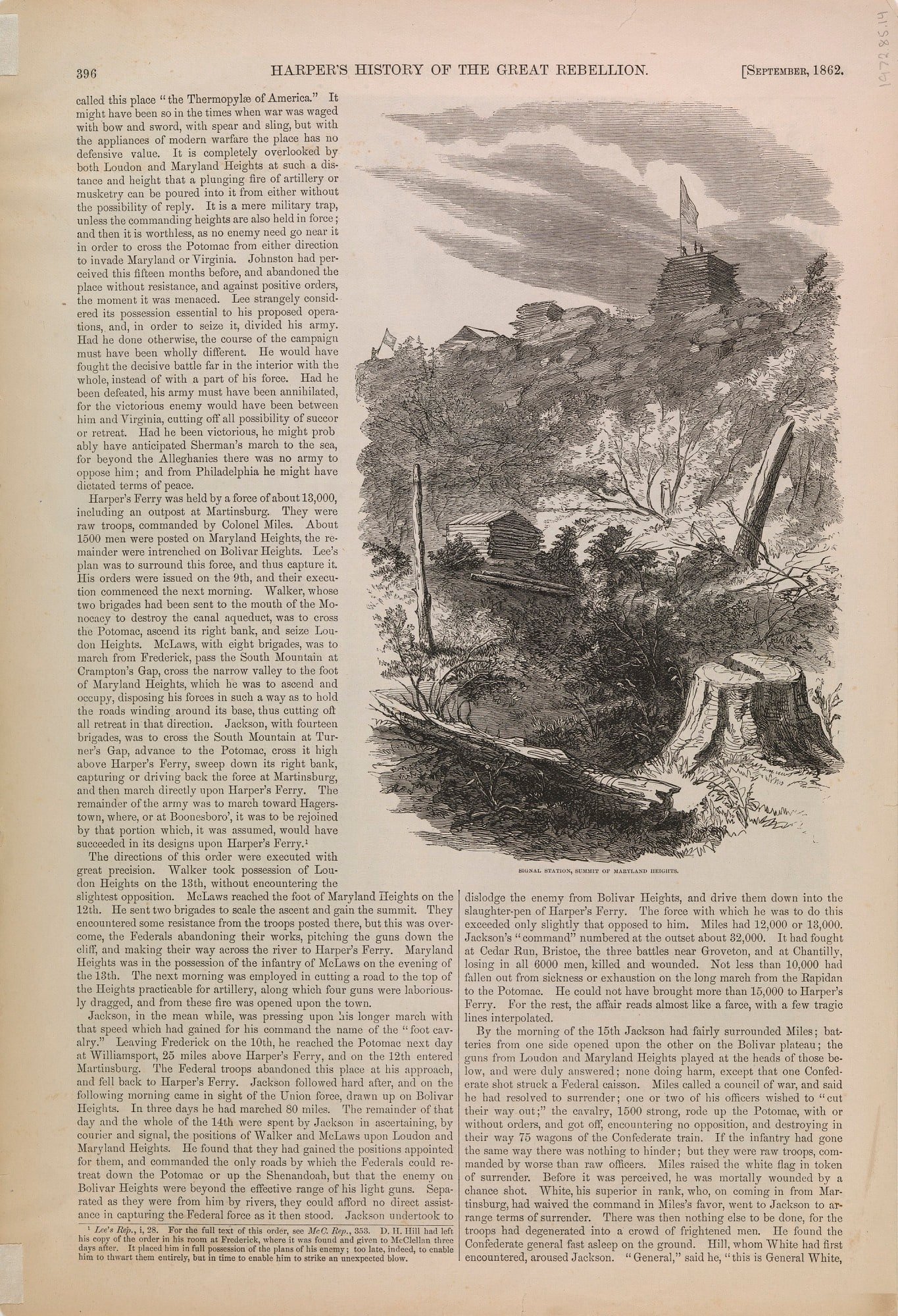 Signal Station, Summit of Maryland Heights, from Harper's History of the Great Rebellion