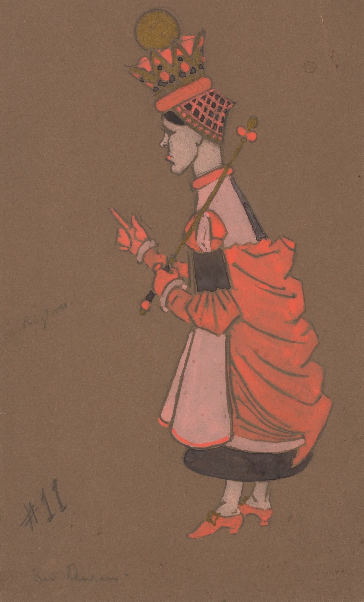 Red Queen (costume design for Alice-in-Wonderland) 1915)