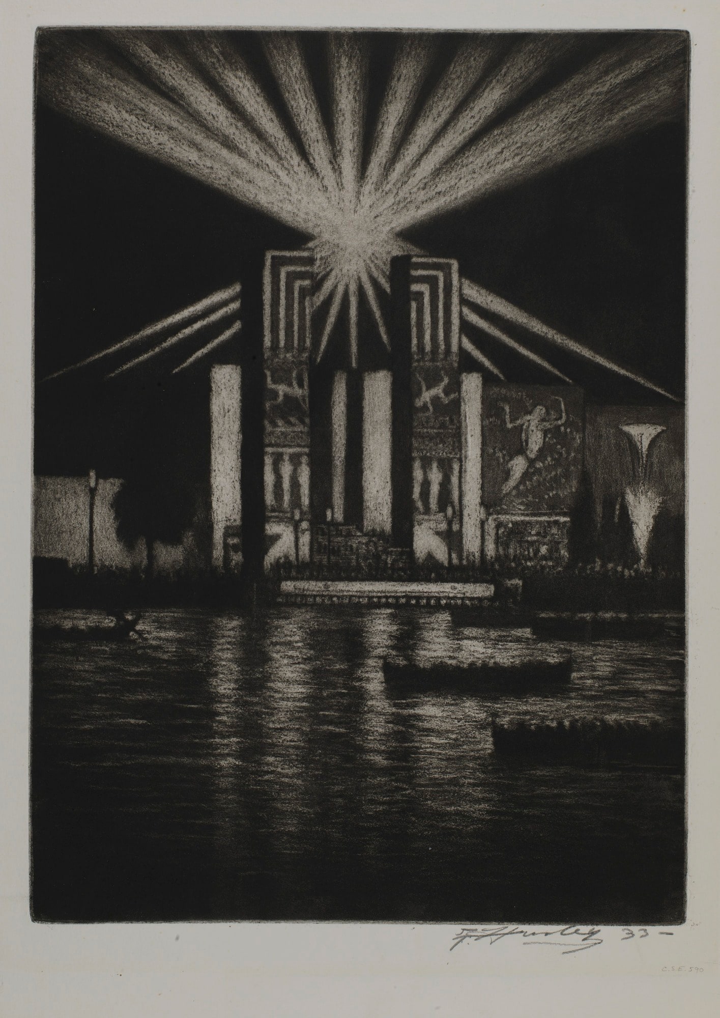 Electrical Building at Night, Chicago Fair, 1933