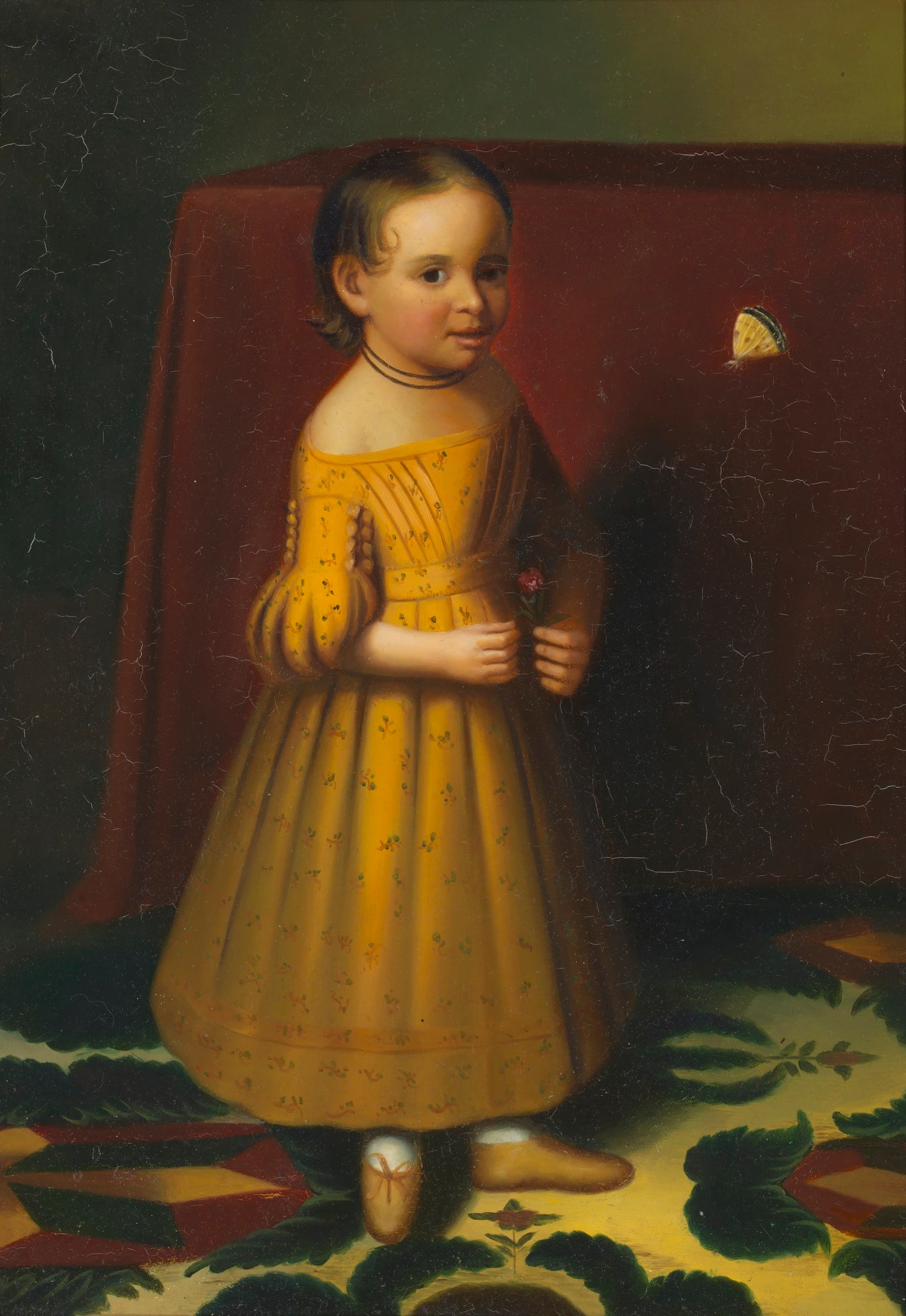Portrait of a Young Girl with Rose and Butterfly