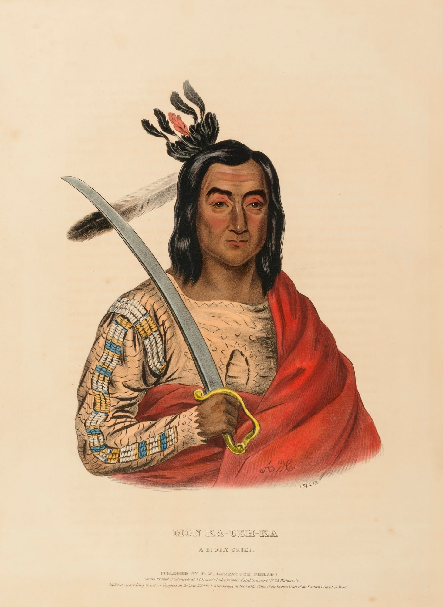 MON-KA-USH-KA. A SIOUX CHIEF., from History of the Indian Tribes of North America