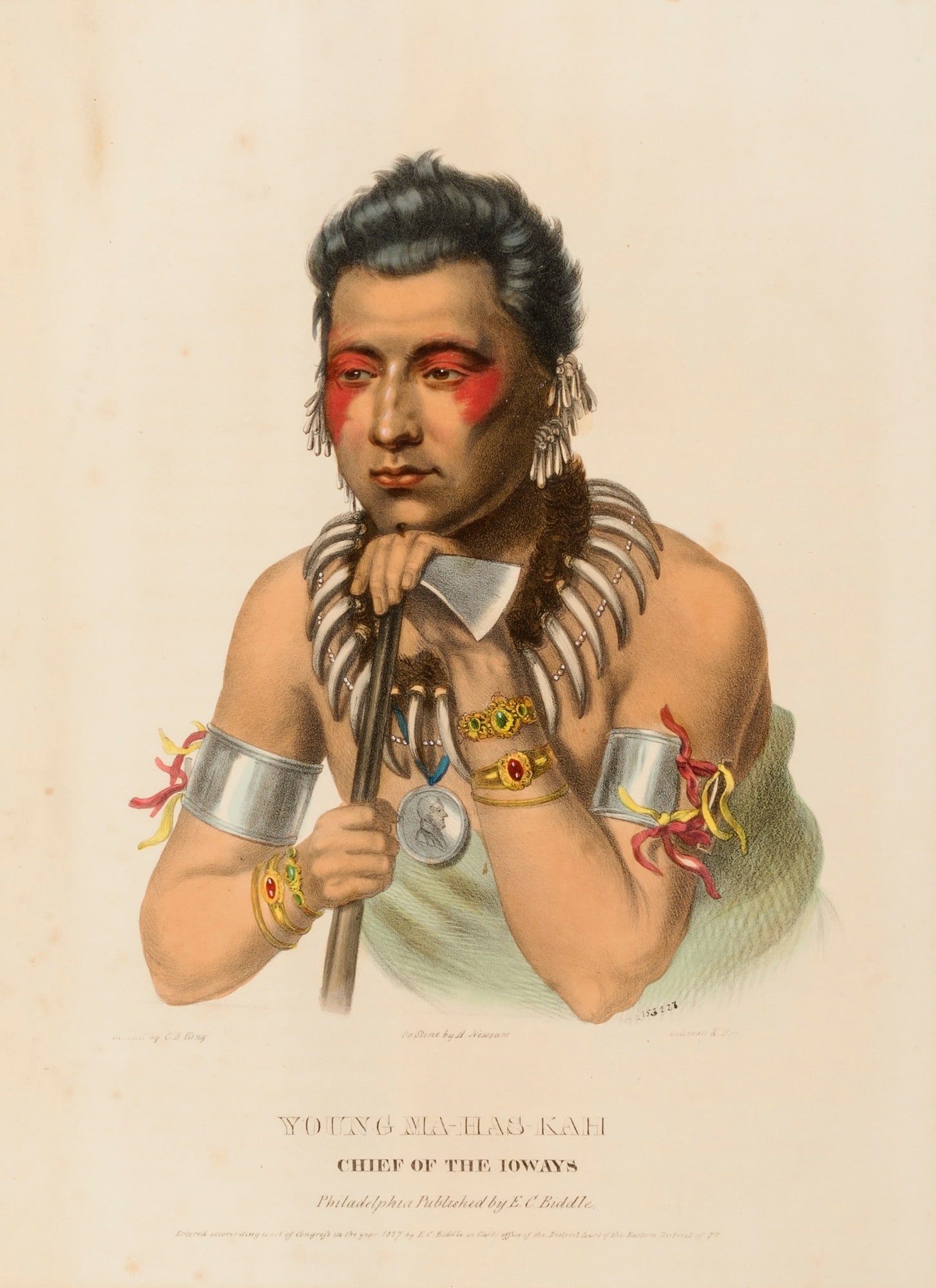 YOUNG MA-HAS-KAH. CHIEF OF THE IOWAYS., from History of the Indian Tribes of North America
