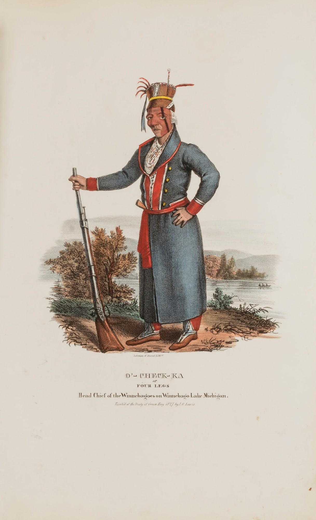 O'-CHECK-KA or Four Legs; Head Chief of the Winnebagoes of Winnebago Lake Michigan, from the Aboriginal Portfolio