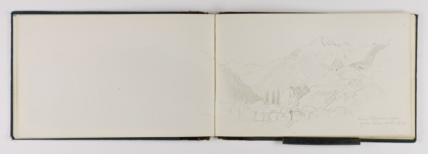 (Sketchbook) Down Rhone Valley from Sion