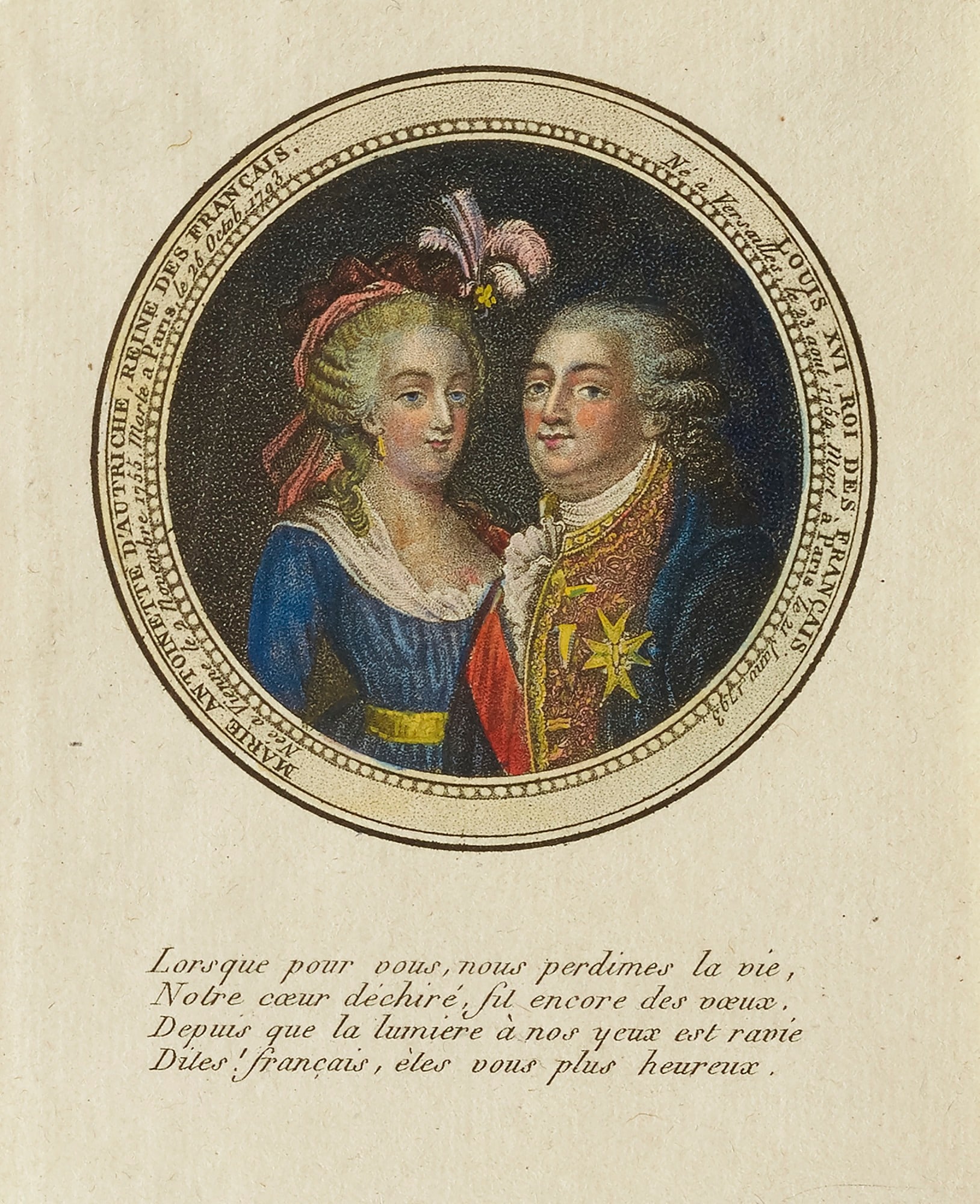 Marie Antoinette d'Autriche, reine des Francais; Louis XVI, roi des Francais