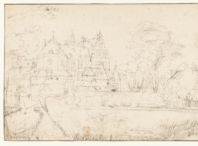 Gezicht op een kasteel