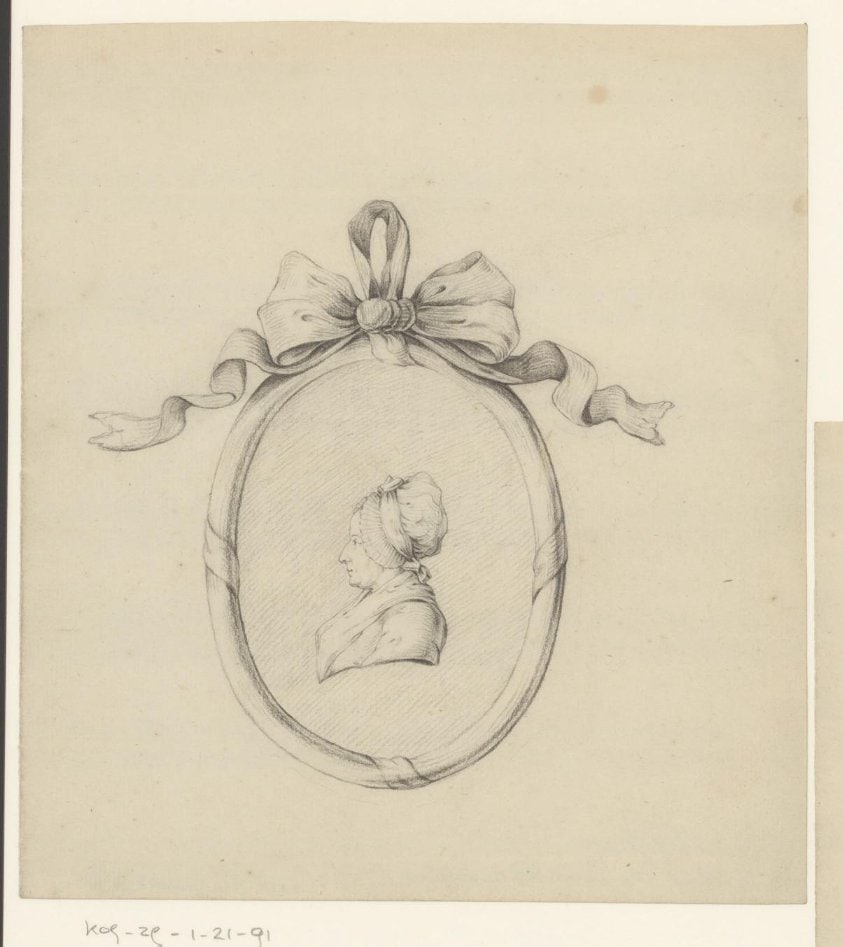 Portret van een vrouw in een medaillon, mogelijk de zus van Jean Bernard