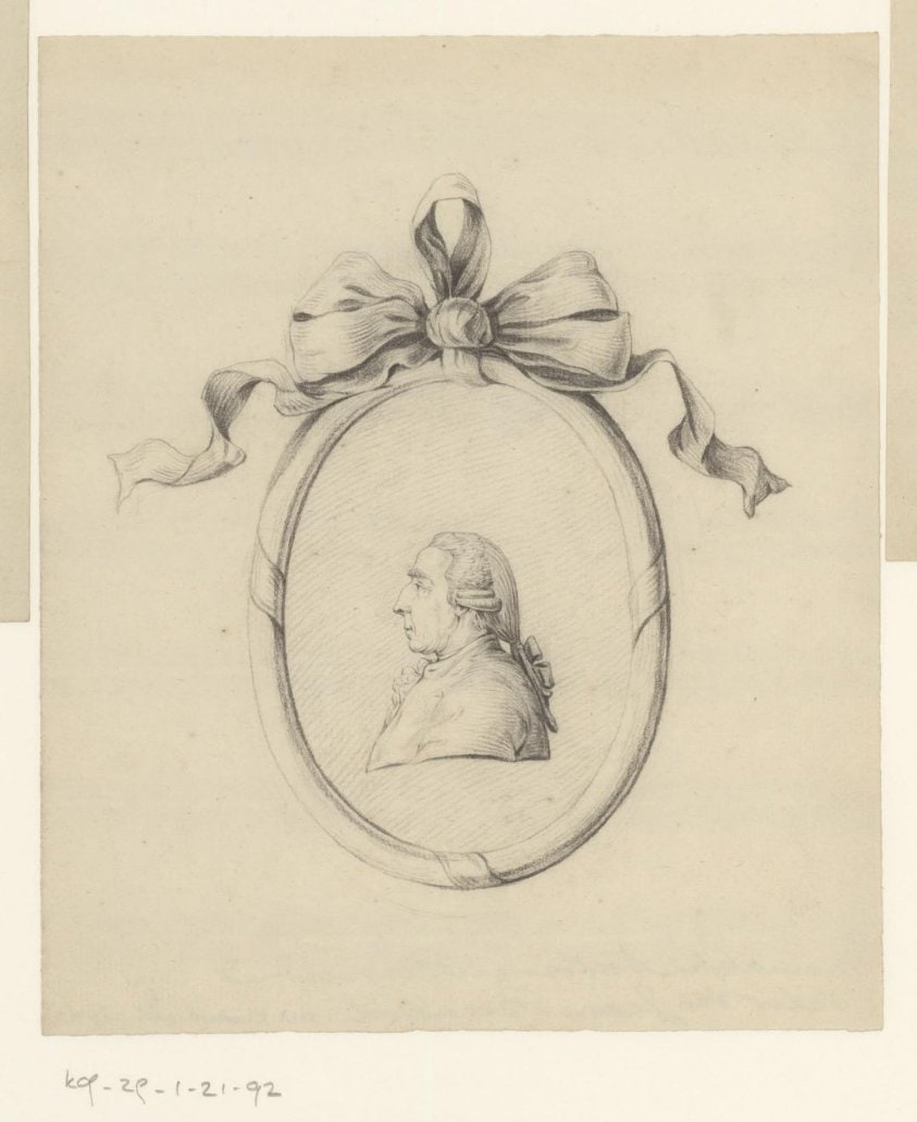 Portret van een man in een medaillon, mogelijk de vader van Jean Bernard