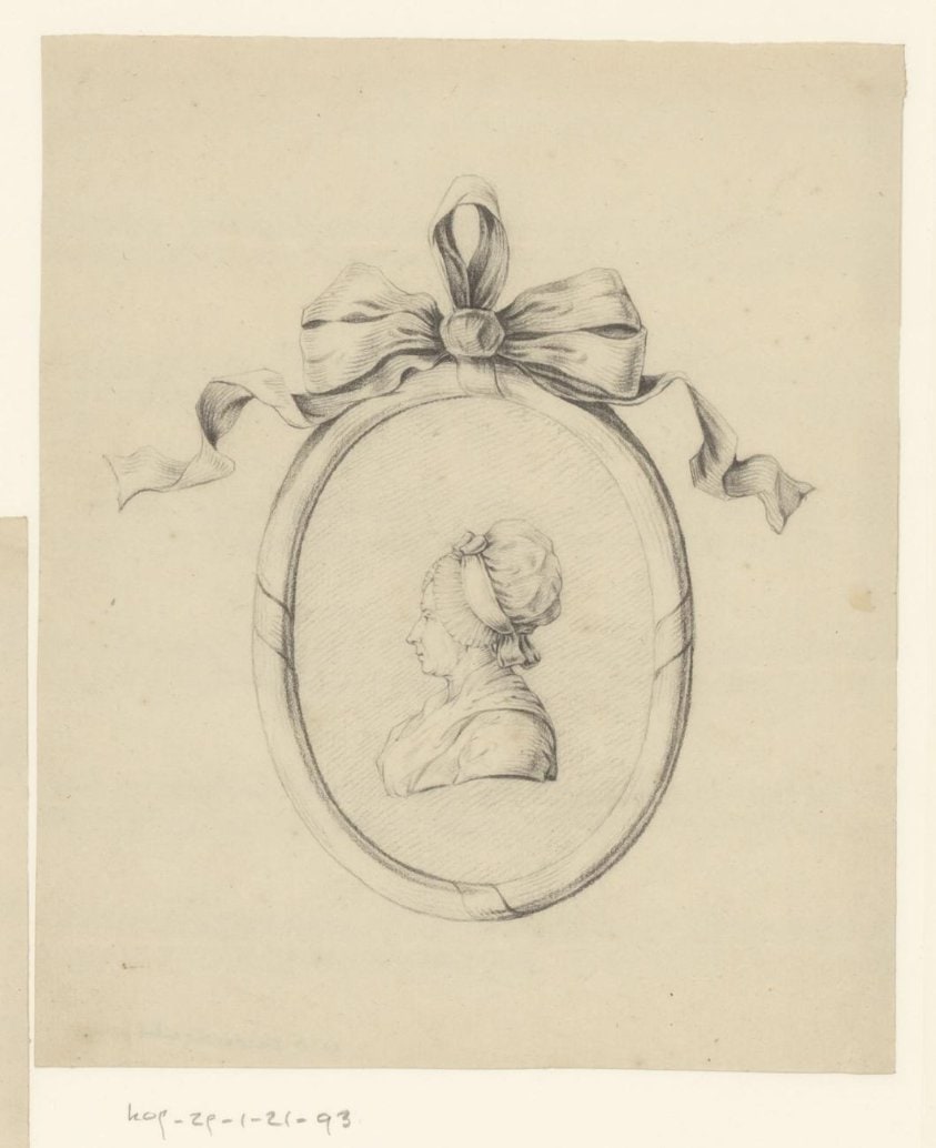 Portret van een vrouw in een medaillon, mogelijk de zus van Jean Bernard