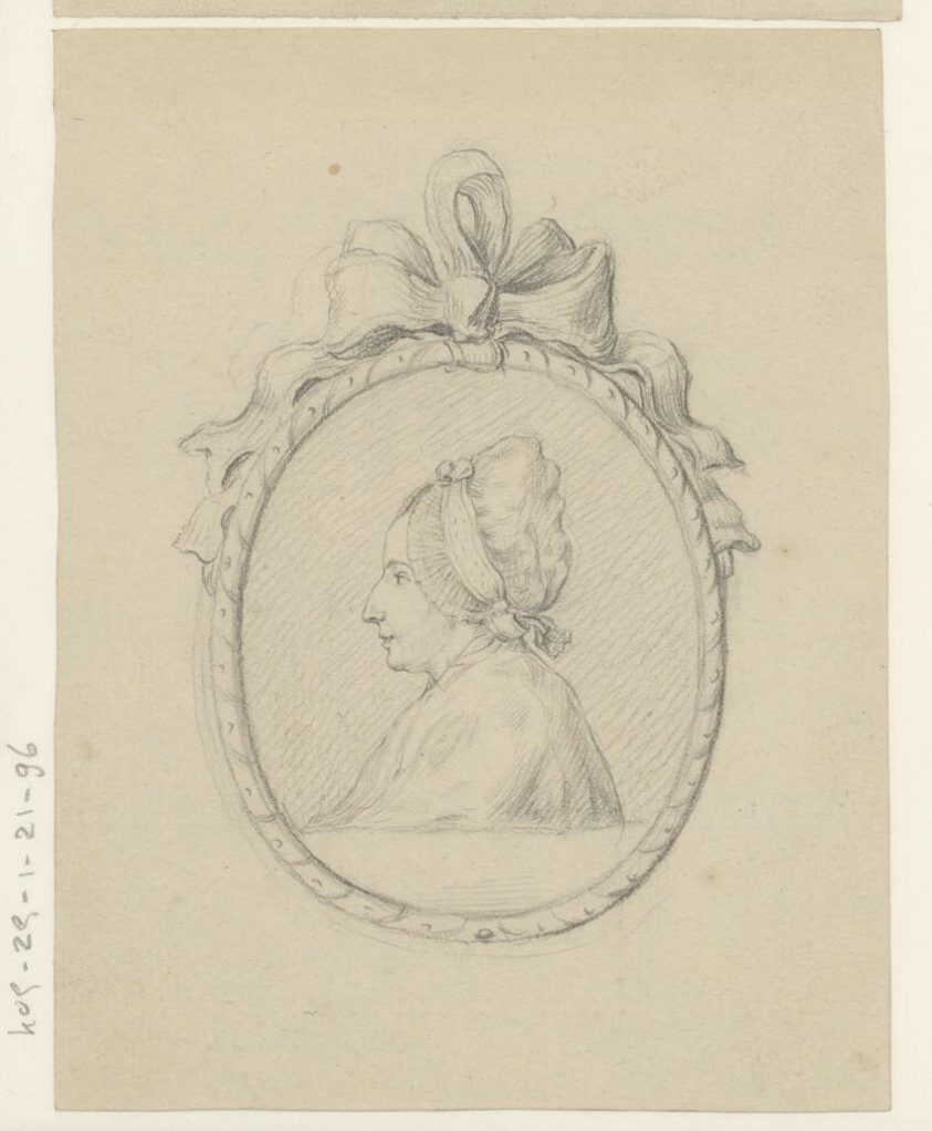 Portret van een vrouw in een medaillon, mogelijk de zus van Jean Bernard