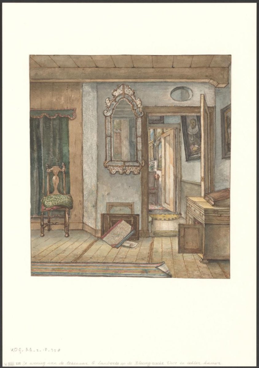 Voor- en achterkamer van de woning van de kunstenaar