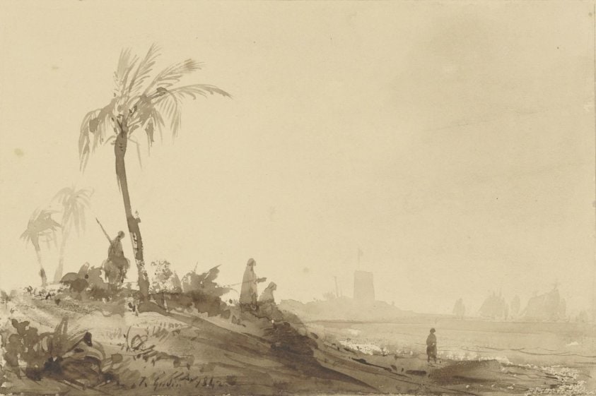 Bedoeïenen onder een palm