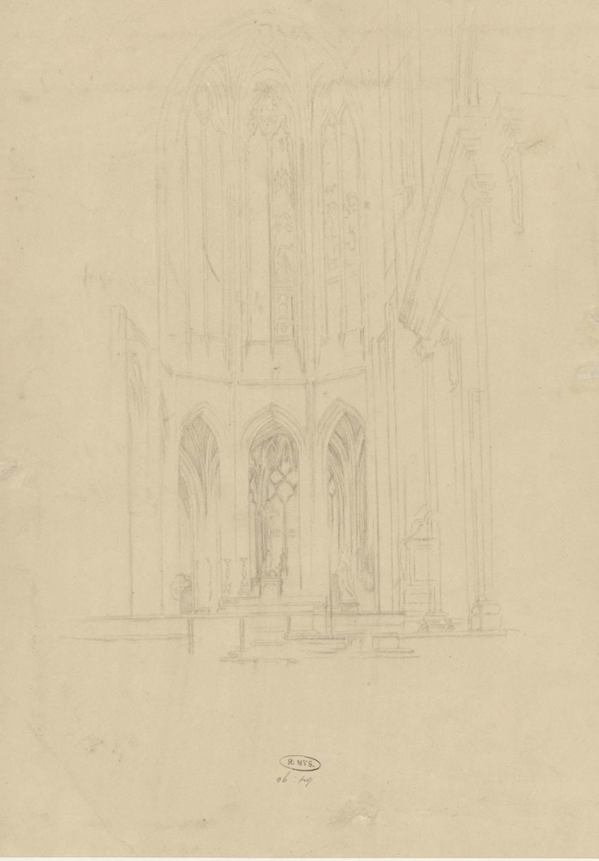 Schets van een kerkinterieur