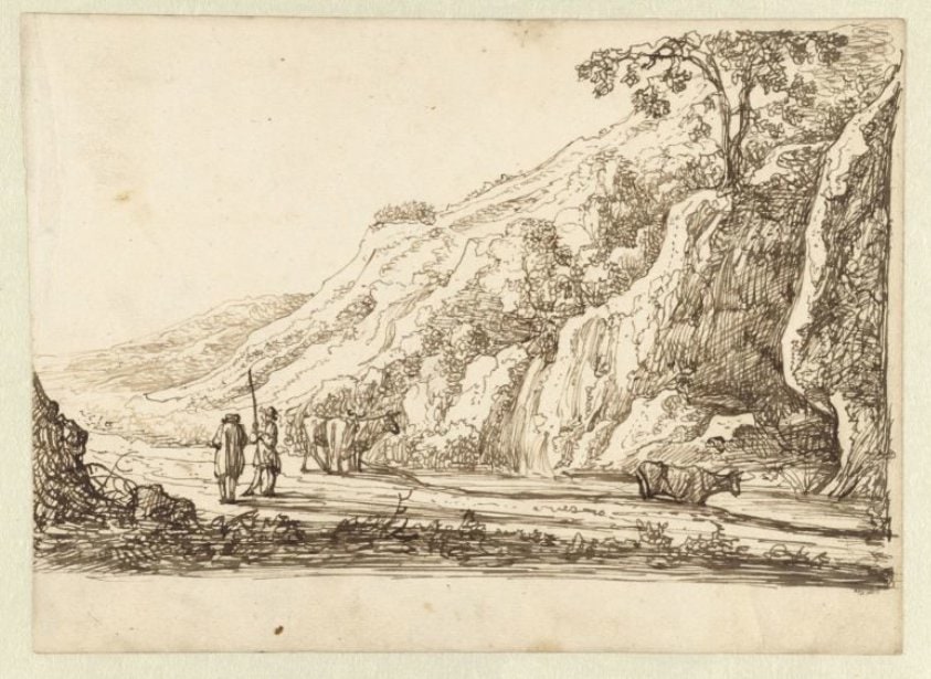 Landschap met herders en koeien