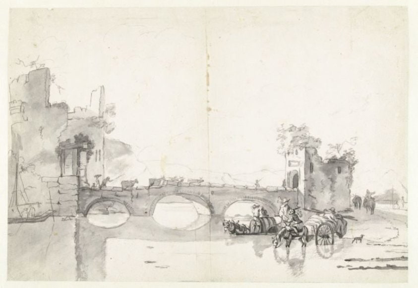 Italianate Landscape with a Stone Bridge over a River