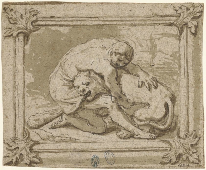 Hercules in gevecht met de Nemische leeuw