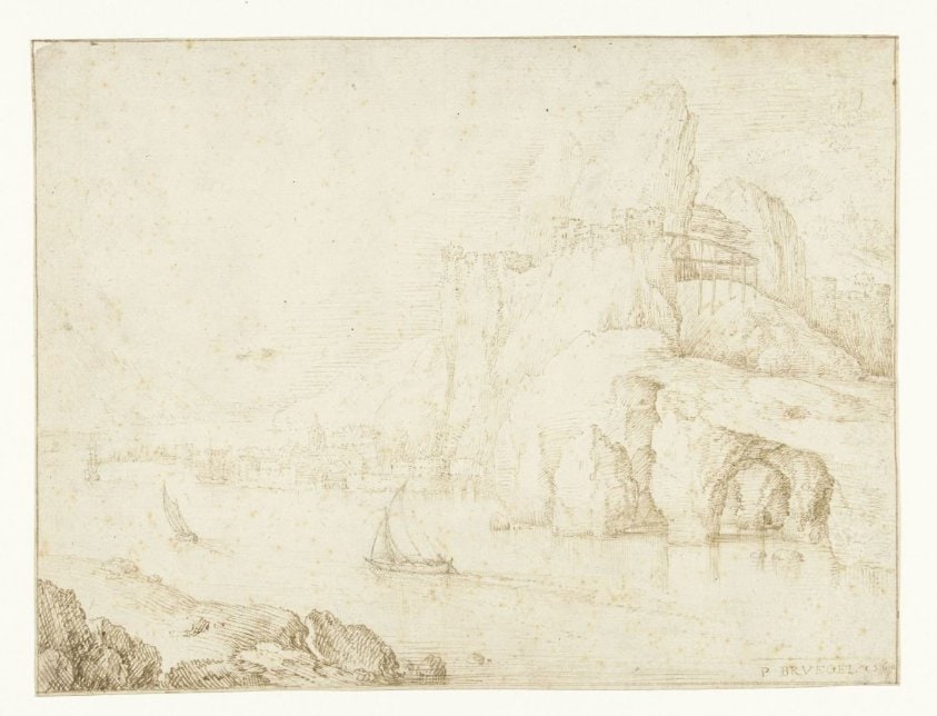 Stad met hoge rotsen gelegen aan een rivier