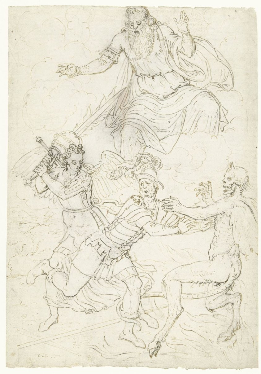 Soldaat tussen H. Michaël en de duivel
