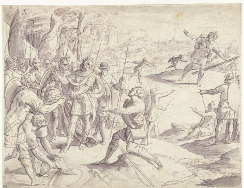 David vraagt aan Saul toestemming om tegen Goliath te mogen vechten