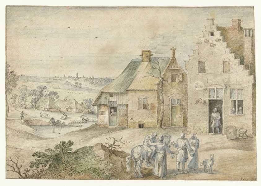 Landschap met de barmhartige Samaritaan