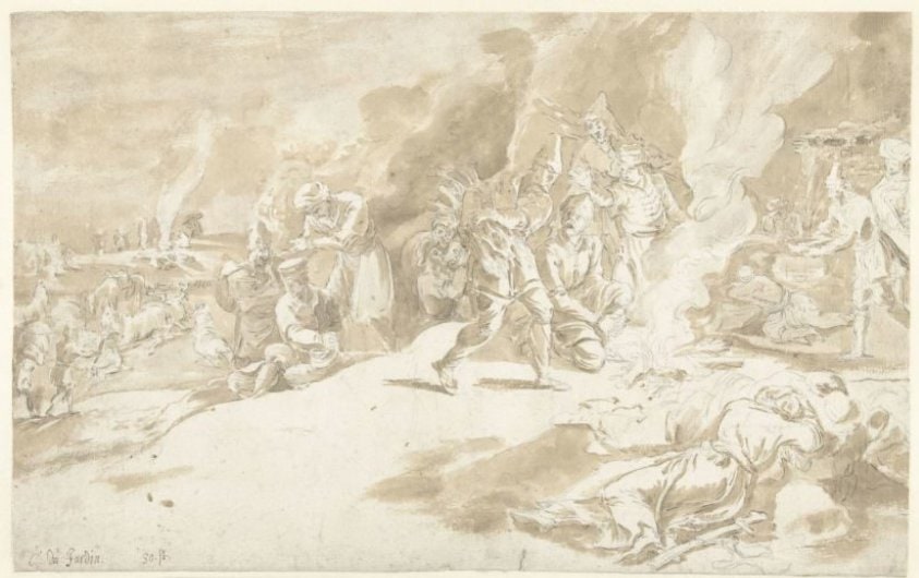 Turkish Soldiers around a Camp Fire