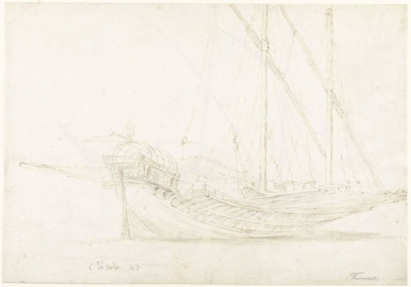 An Italian Galley, with the Stern to the Left/ verso: An Italian Gallery with the Bow to the Left, and Several Figure Sketches