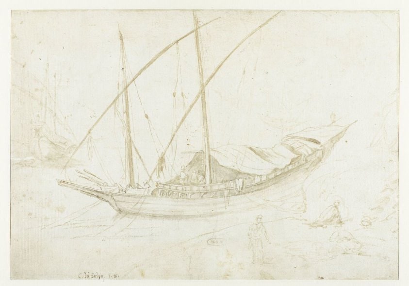 An Italian Galley, with the Bow to the Left, and Several Figure Sketches / recto: An Italian Galley, with the Stern to the Left