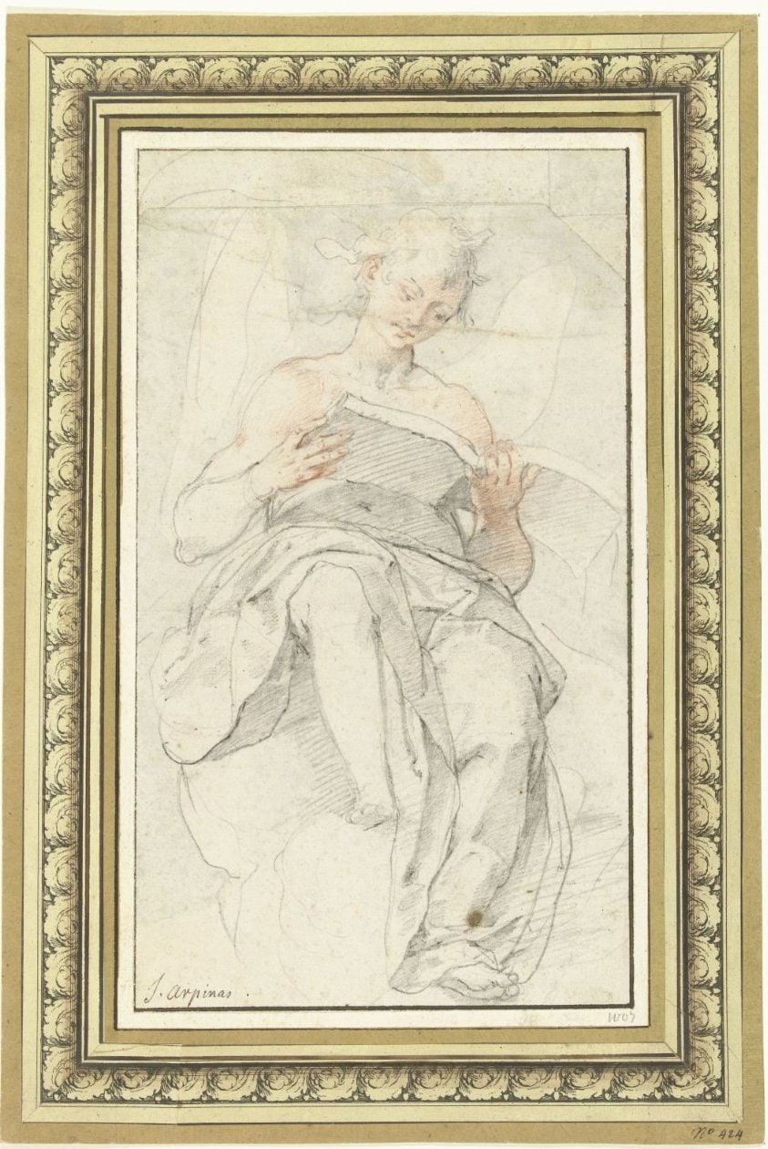 Engel op een wolk in een boek lezend