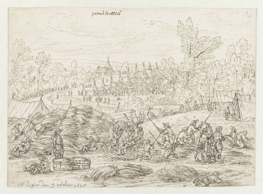View of an Encampment of the Army of Willem III near Grand-Hallet, Liège