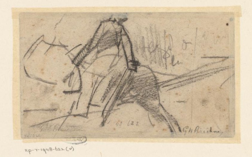 Schets van man op paard